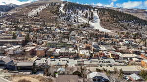 Aerial view of a mountain backdrop
