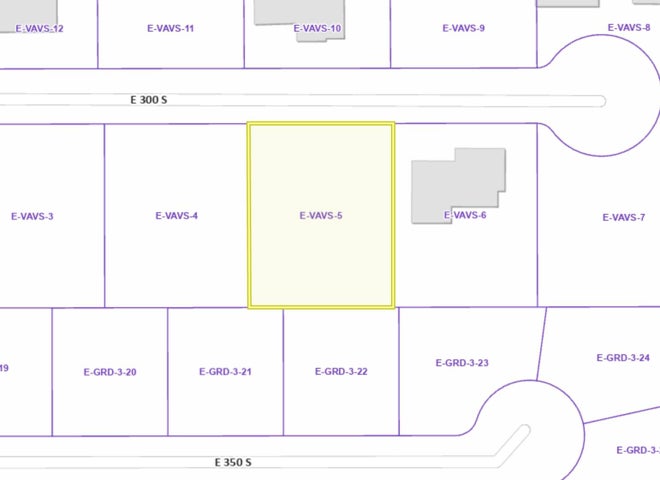 Plat Map. Illustrating lot E-VAVS-5 within a larger property subdivision