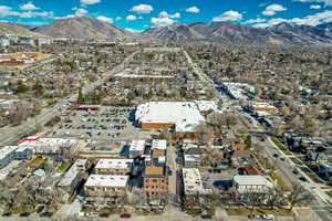 Bird's eye view of a mountainous background