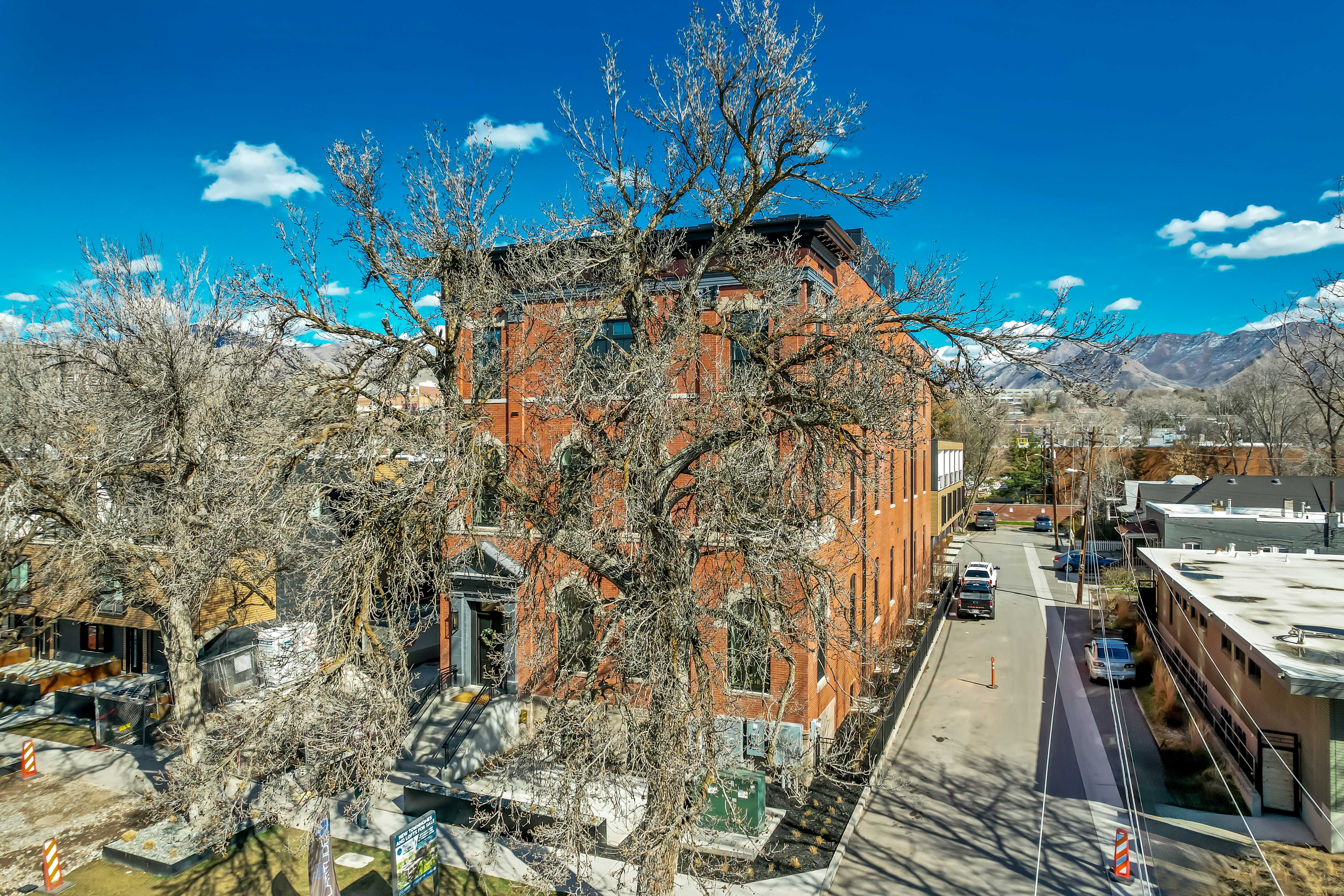 View of home's exterior with a mountain view