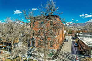 View of home's exterior with a mountain view