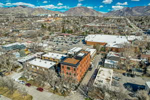 Aerial view of a mountain backdrop