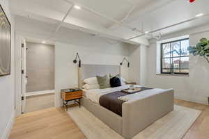 Bedroom featuring light wood-style floors and recessed lighting