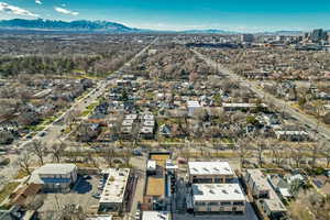 View of property location featuring a mountain backdrop and nearby suburban area