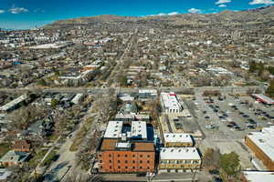 Aerial view of a mountain backdrop