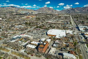 Aerial view of a mountain backdrop