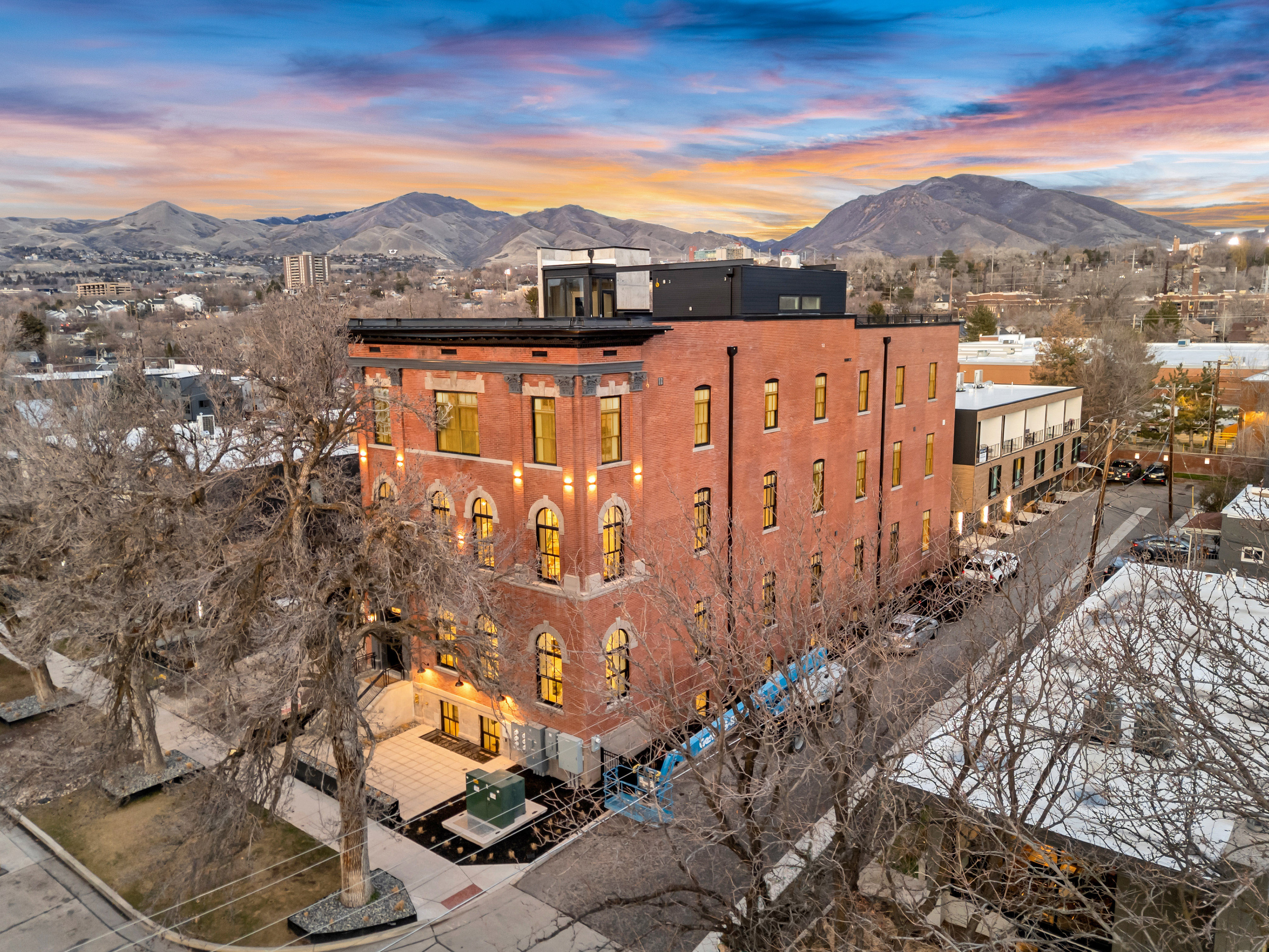 Exterior space featuring a mountain view