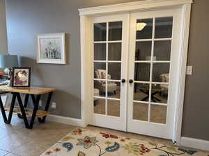 Detailed view of french doors