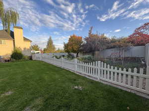 View of fenced backyard