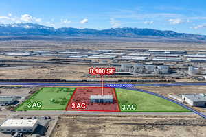 Bird's eye view of a mountainous background