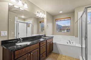 Primary bathroom, double sinks, garden tub, separate shower