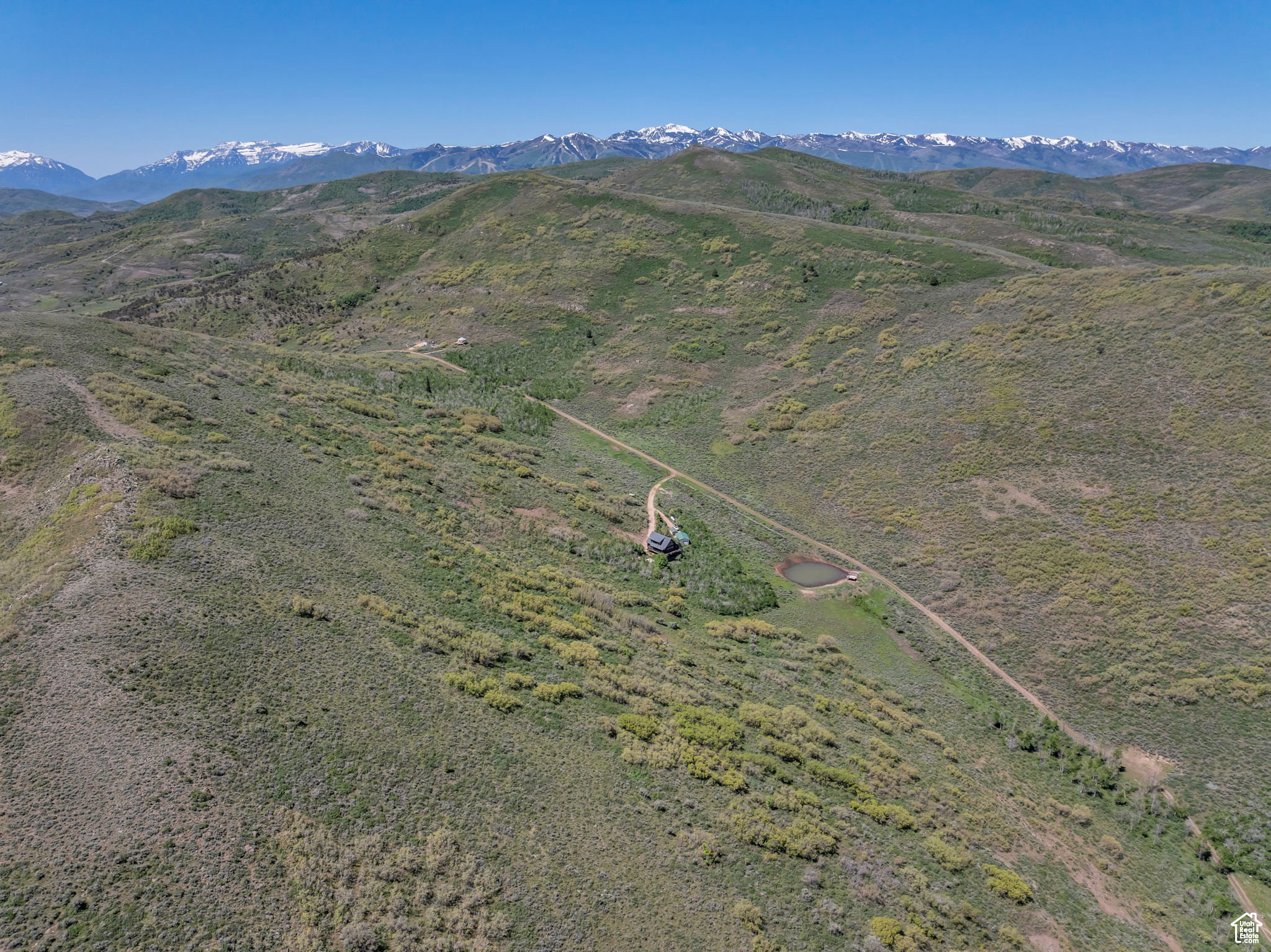 Aerial view of a mountain backdrop