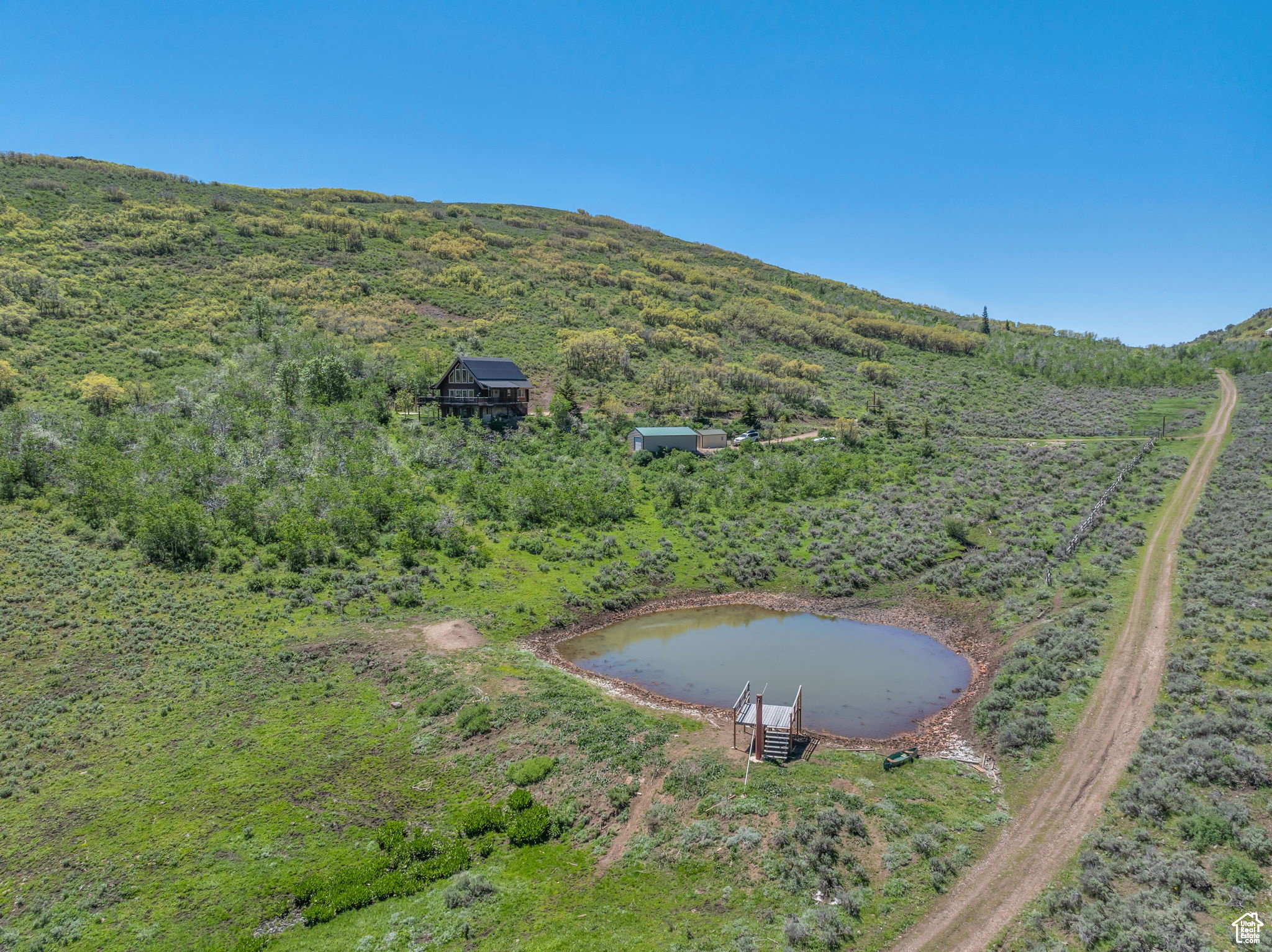 Drone / aerial view of a nearby body of water