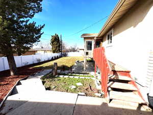 View of fenced backyard