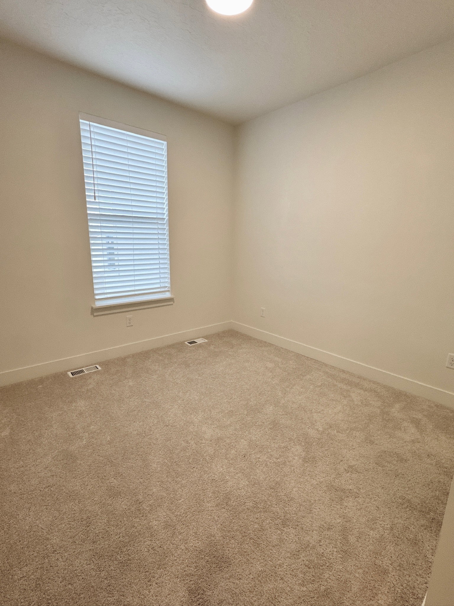 Carpeted spare room with baseboards