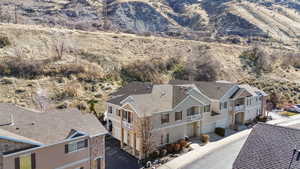 Bird's eye view of a mountain backdrop