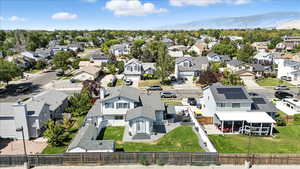 Aerial perspective of suburban area