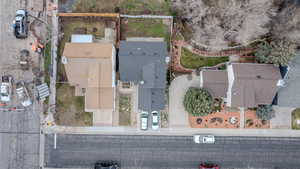 Aerial perspective of suburban area