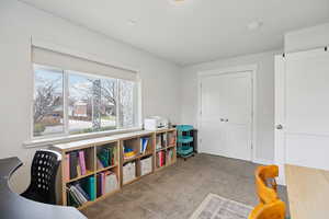 Sitting room with carpet floors