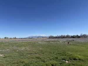 View of yard with a rural view and a mountain view