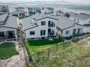 Aerial perspective of suburban area