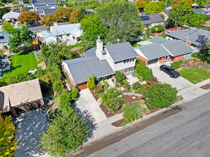 Aerial perspective of suburban area