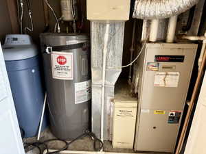 Utility room with water heater and heating unit