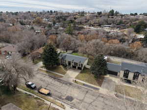 Aerial perspective of suburban area