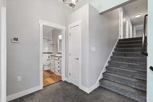 ADU stairs to 3rd floor, linen closet, and second floor bathroom