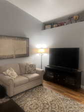 Living room with wood finished floors