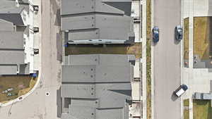 Aerial perspective of suburban area