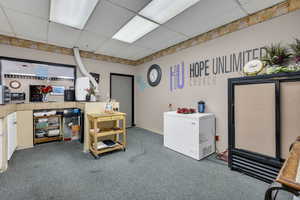 Office featuring a paneled ceiling