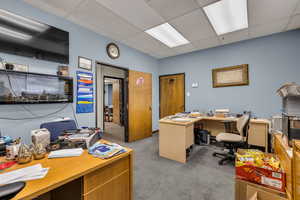 Office area with a drop ceiling