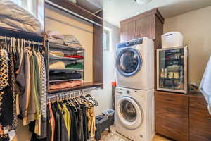 Laundry in Primary Bedroom closet.