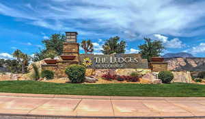 Community sign with a lawn