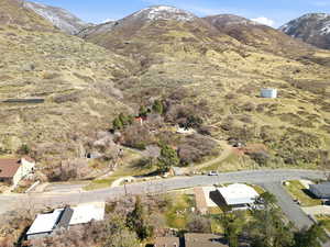 Bird's eye view of a mountain backdrop