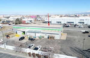 Aerial view of a commercial area