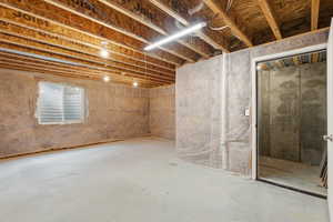 View of unfinished basement