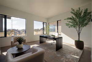 Home office featuring wood finished floors