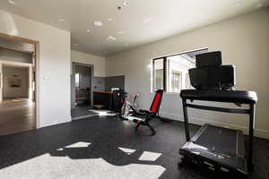 Workout area featuring plenty of natural light
