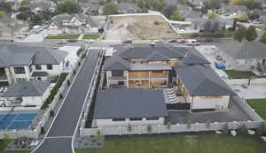 Aerial perspective of suburban area