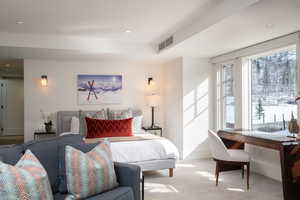 Bedroom featuring carpet flooring and recessed lighting