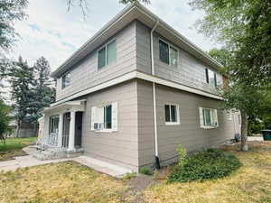View of home's exterior featuring a lawn