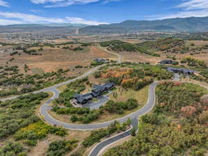 Aerial view of a mountain backdrop