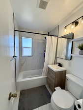 Updated bathroom with all new tub/shower tile and vanity