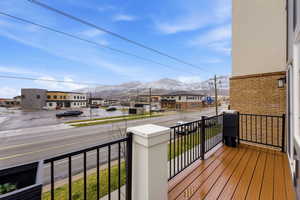 Balcony with a mountain view and a residential view
