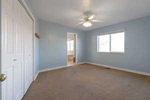 Primary bedroom with primary bathroom attached