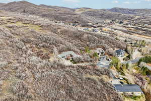 Bird's eye view of a mountain backdrop
