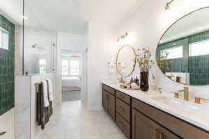 Owners Bathroom with large tiled spa shower.