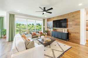 Family room with 12' glass slider.